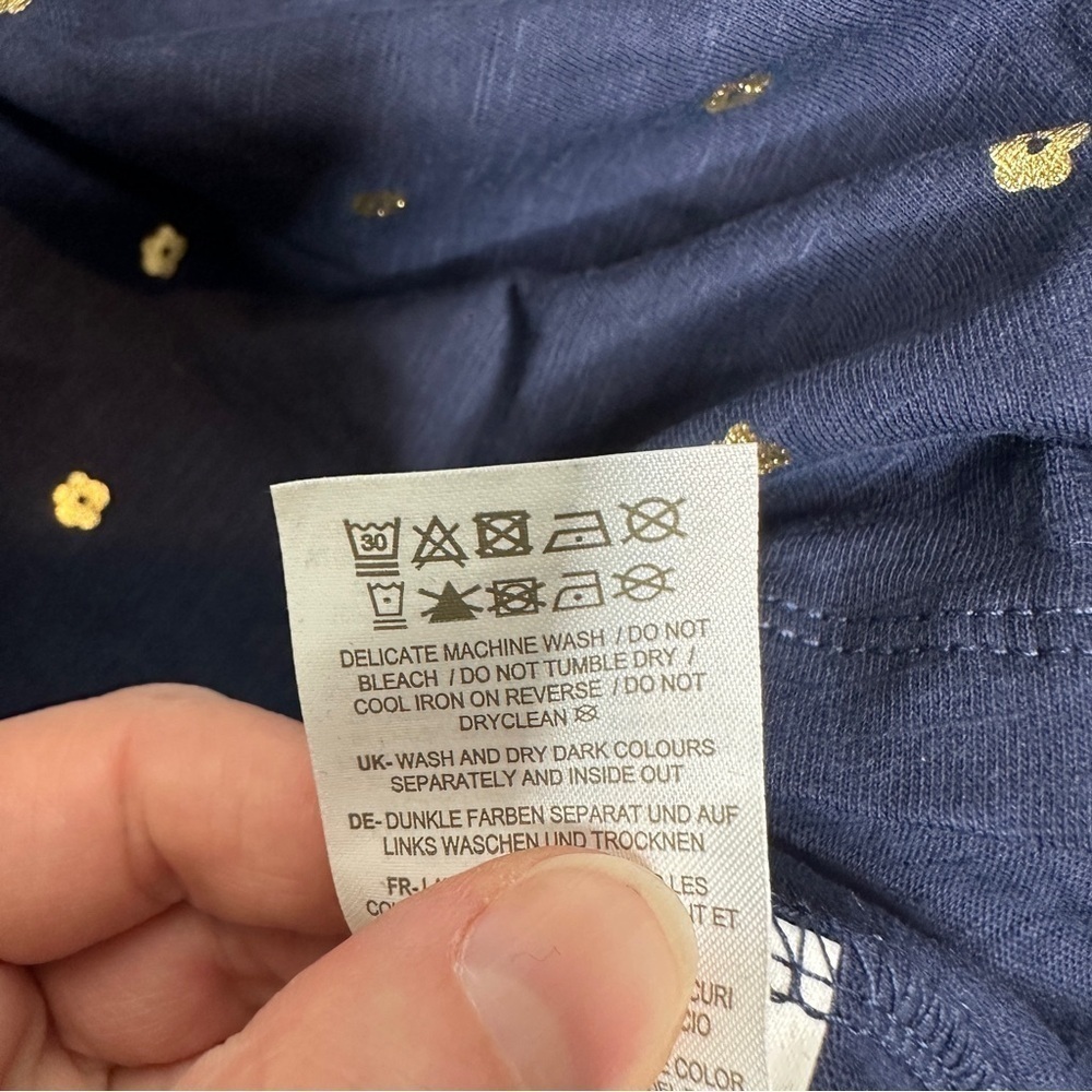 NWT Boden Notch Neck Smocked Frill Top in navy, foil dot - Picture 10 of 11